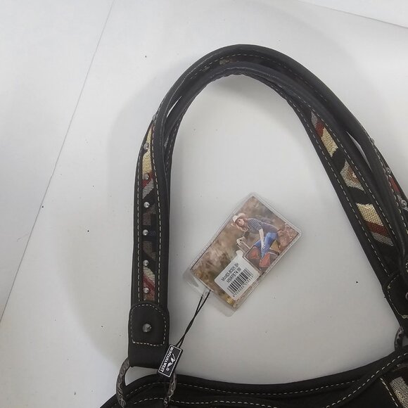 Montana West Shoulder Bag Western Southwestern Tapestry Boho Black NWT - Picture 7 of 10